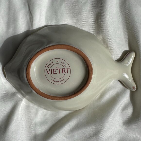 EUC, VIETRI Italy Pesce Crema White Fish Shape Condiment Bowl Dish, China, 6 in. - Picture 7 of 10
